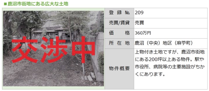 No.209麻苧町交渉中 No.209麻苧町交渉中