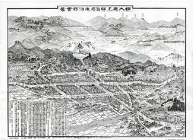 鳥瞰図「鹿沼町実景」の実物大の複製