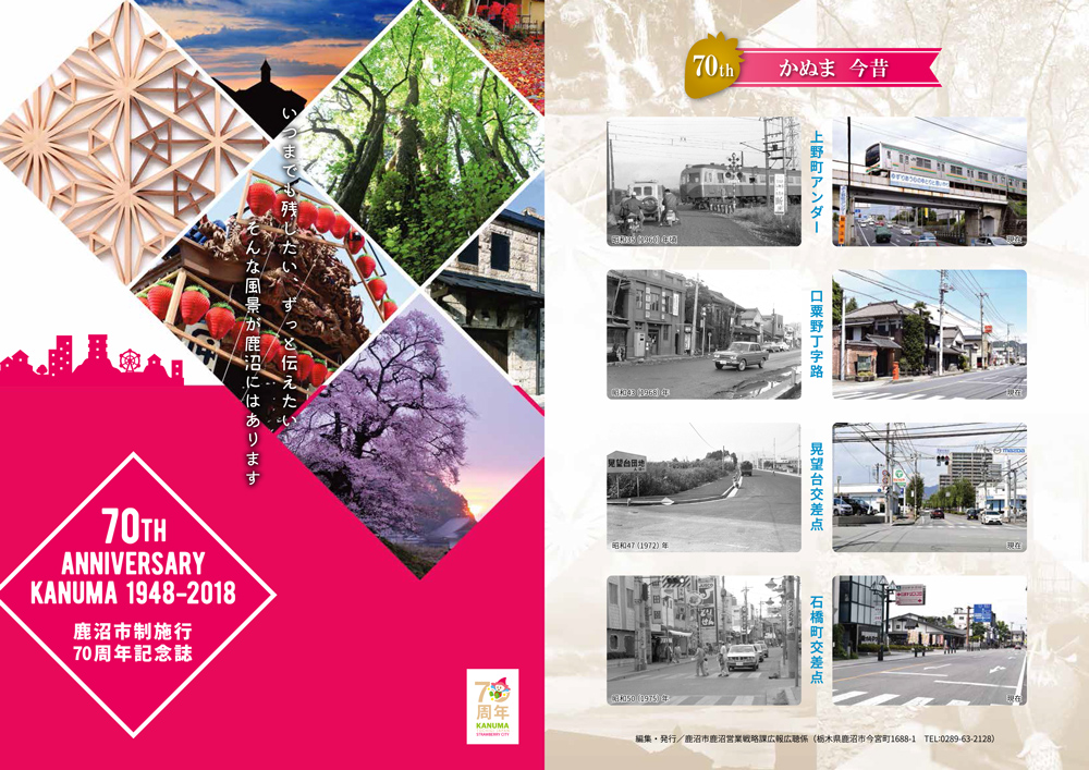 鹿沼市市制70周年記念誌表紙・裏表紙