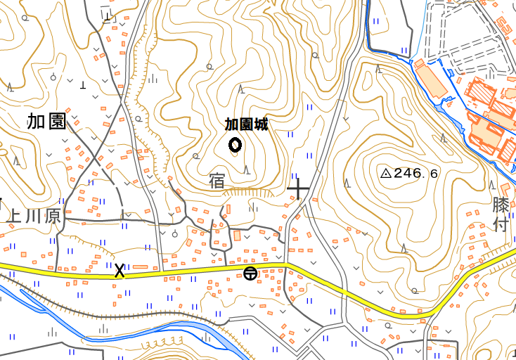 図(7)－城の位置（国土地理院地図）