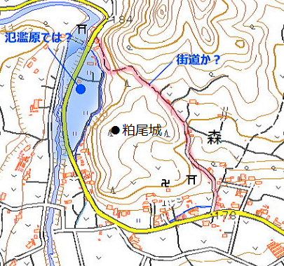 粕尾城周辺地形図-国土地理院地図 粕尾城周辺地形図-国土地理院地図