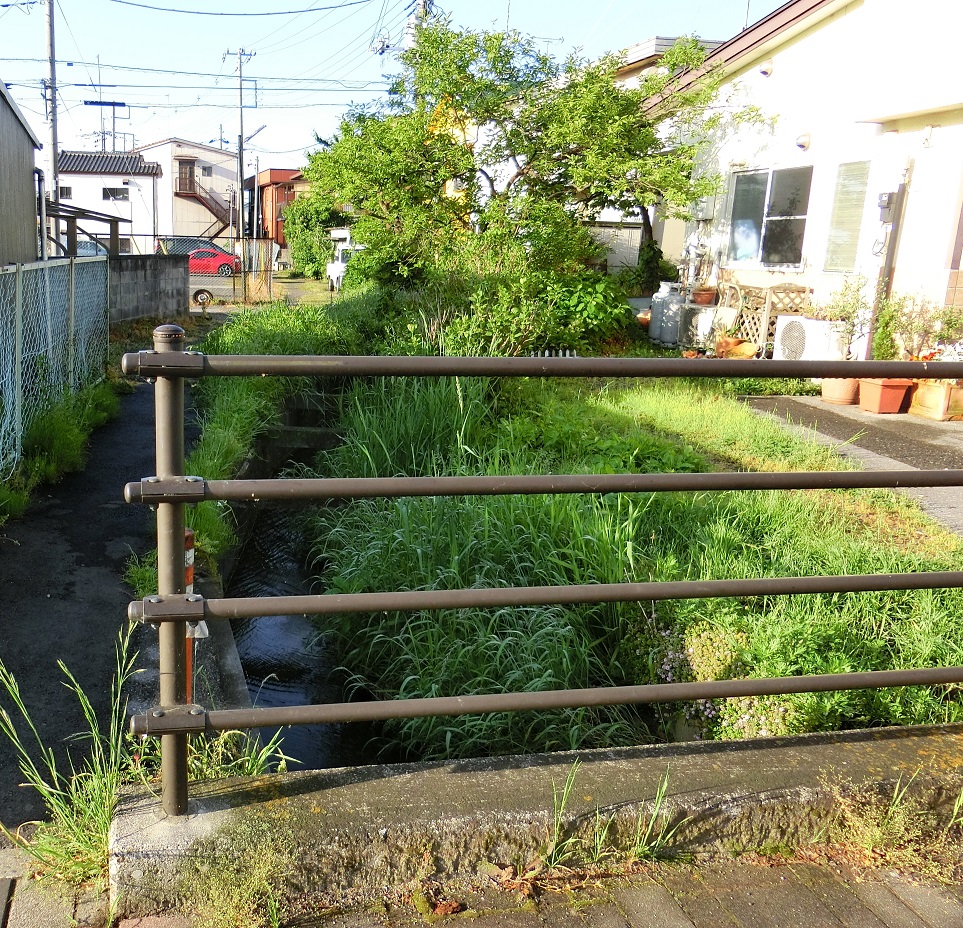 東小南西で道路をくぐると水路が見える 東小南西で道路をくぐると水路が見える