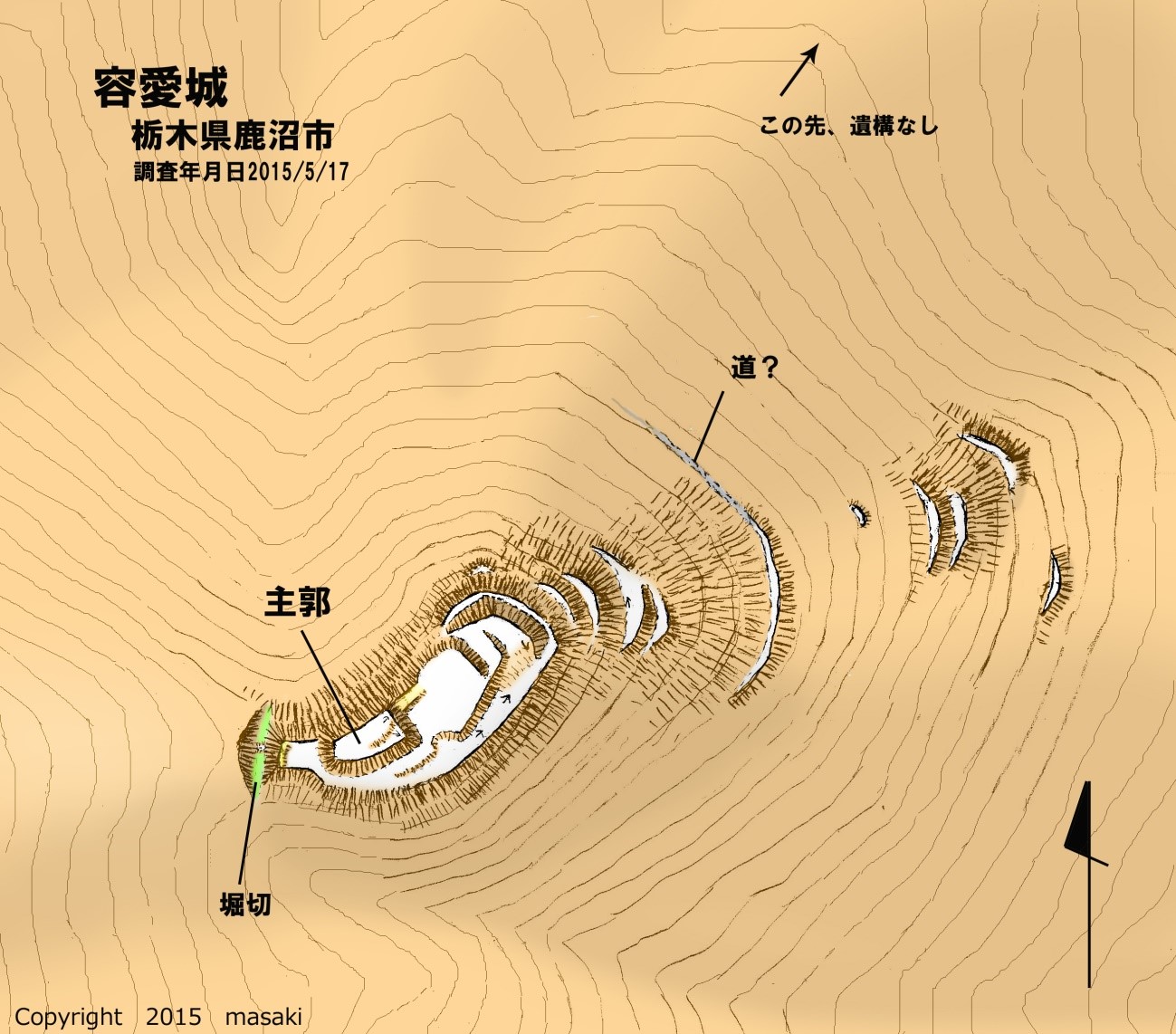 図1容愛城縄張り図（上が北）