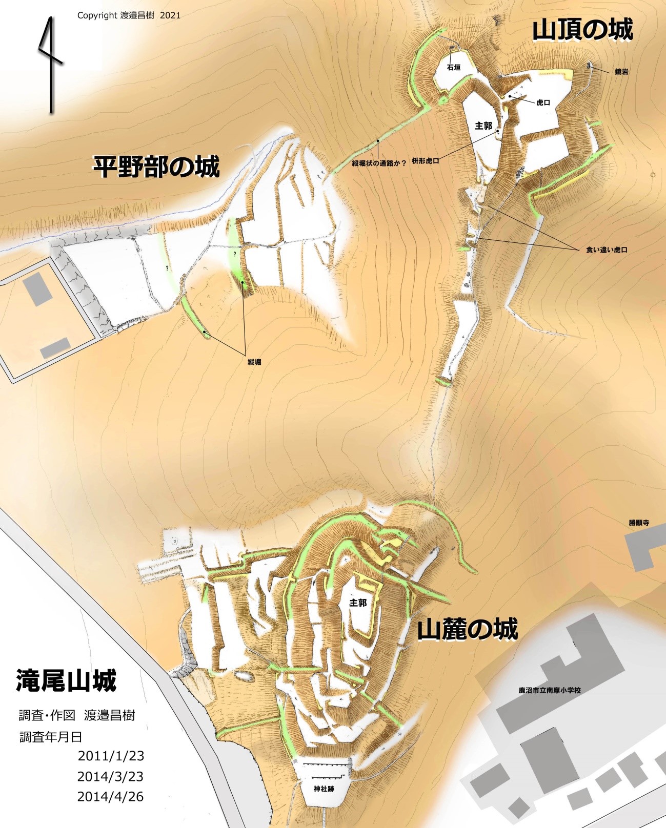図1－滝尾山城縄張り図（上が北）