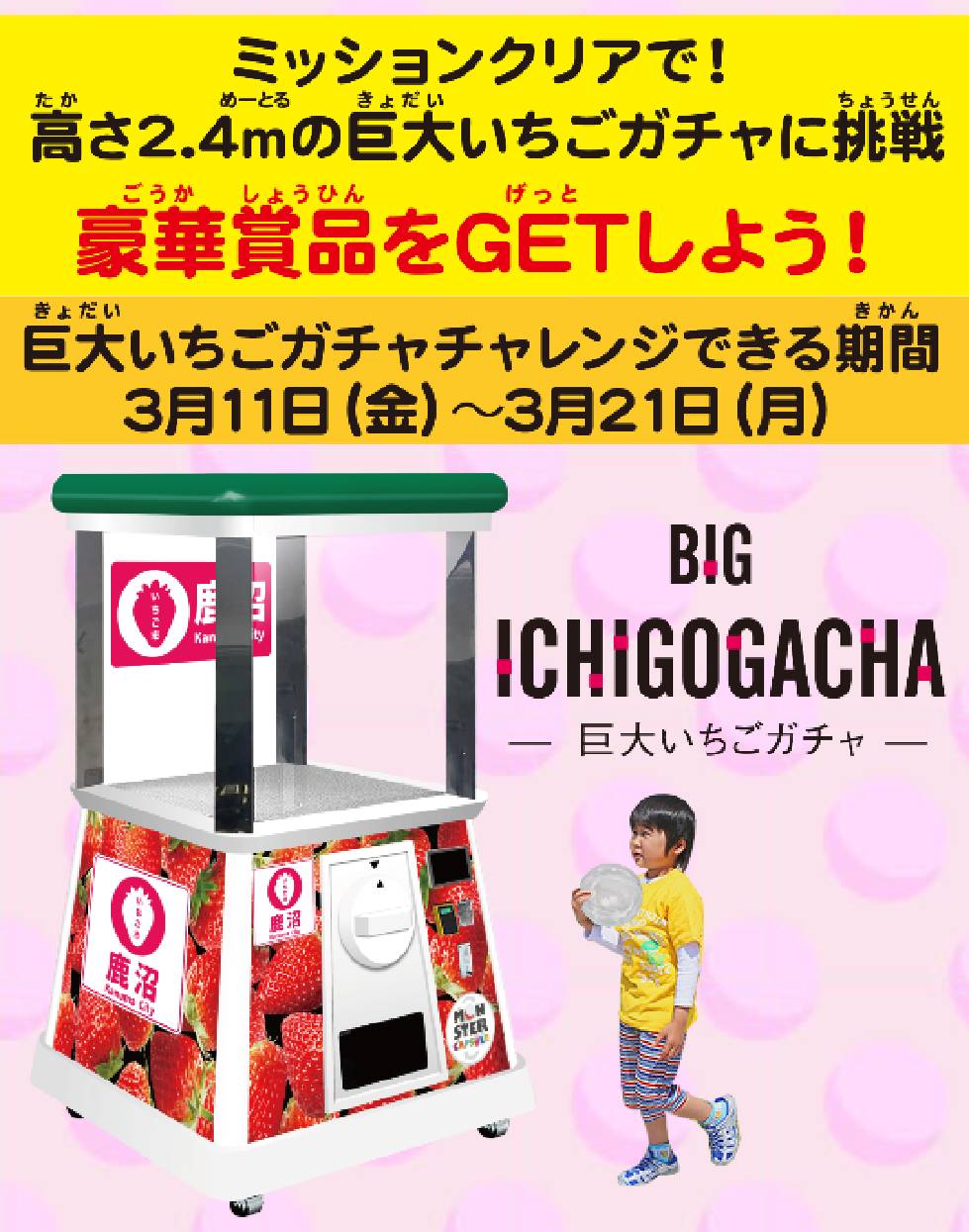 いちごのもり巨大いちごガチャの案内 いちごのもり巨大いちごガチャの案内