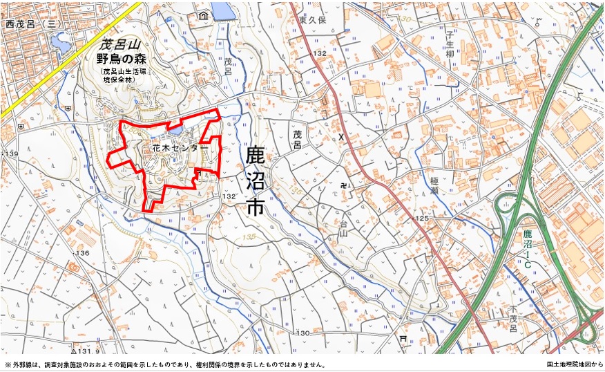 配置図（花木センター、野鳥の森）