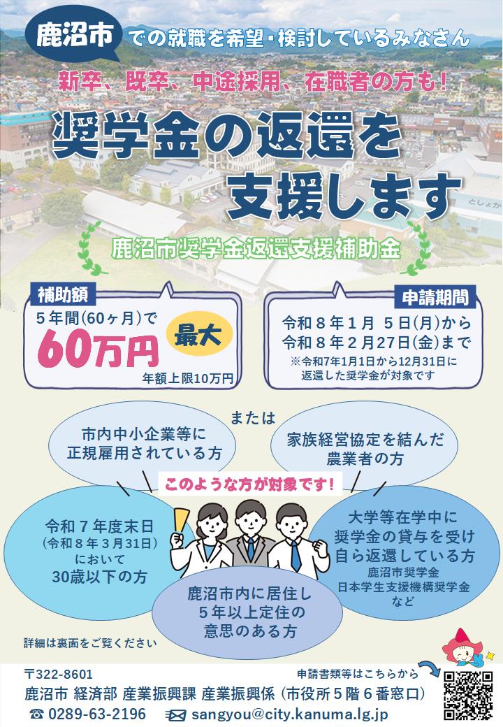 鹿沼市奨学金返還支援補助金