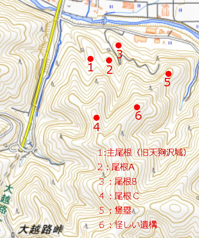 城の位置図（国土地理院GSIより）