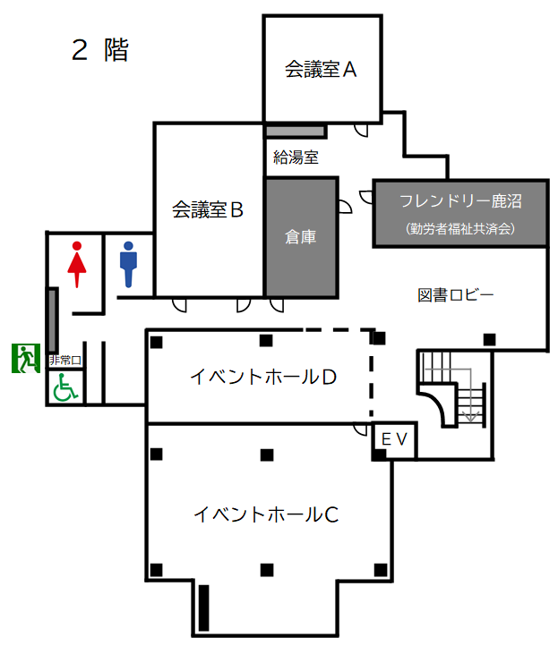 まちなか交流プラザ2階平面図 まちなか交流プラザ2階平面図